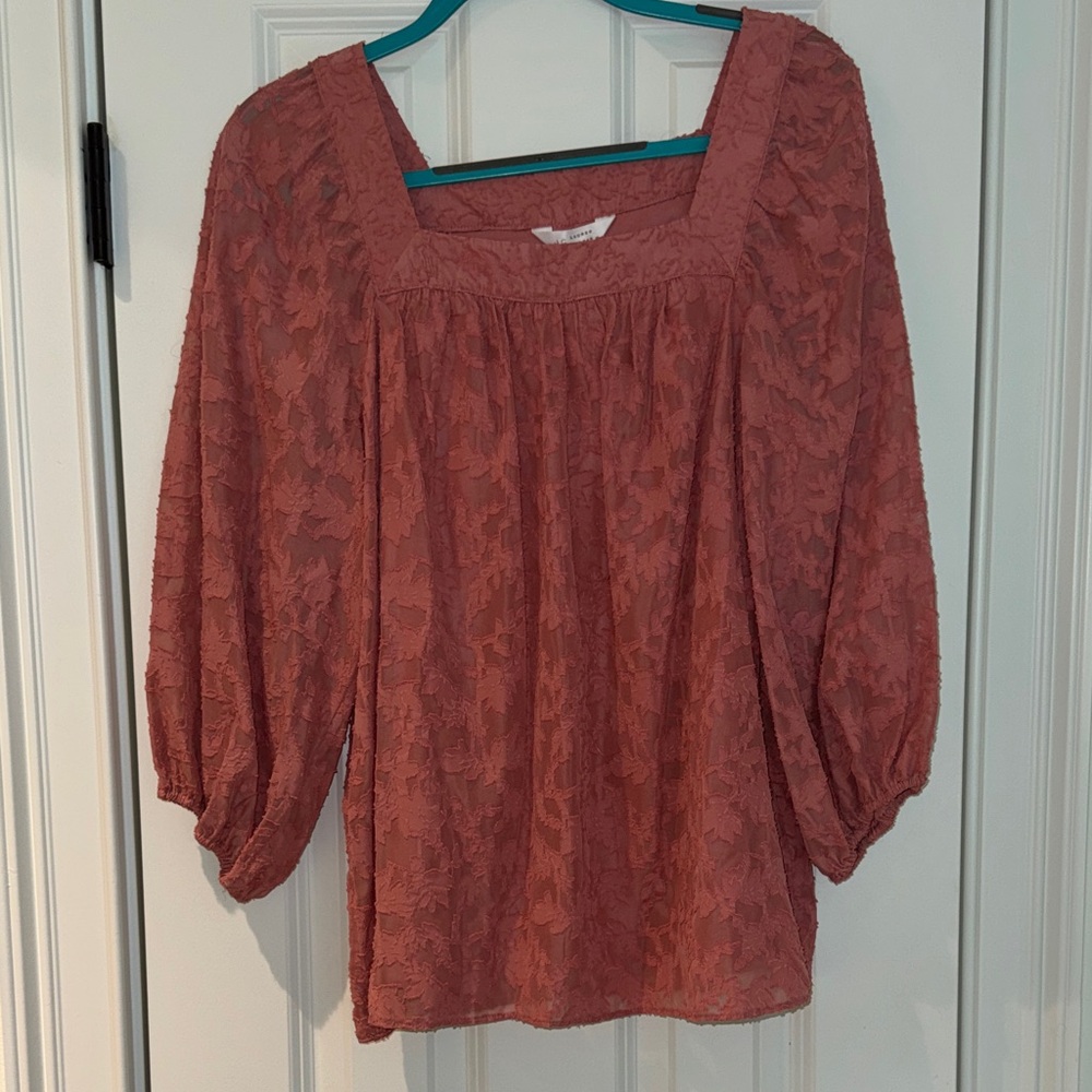 LC Lauren Conrad Dusty Rose Lace Peasant Blouse